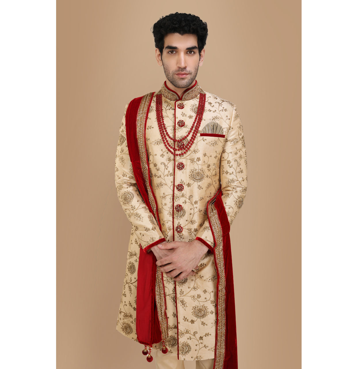 alt message - Manyavar Men Majestic Embroidered Traditional Sherwani image number 0